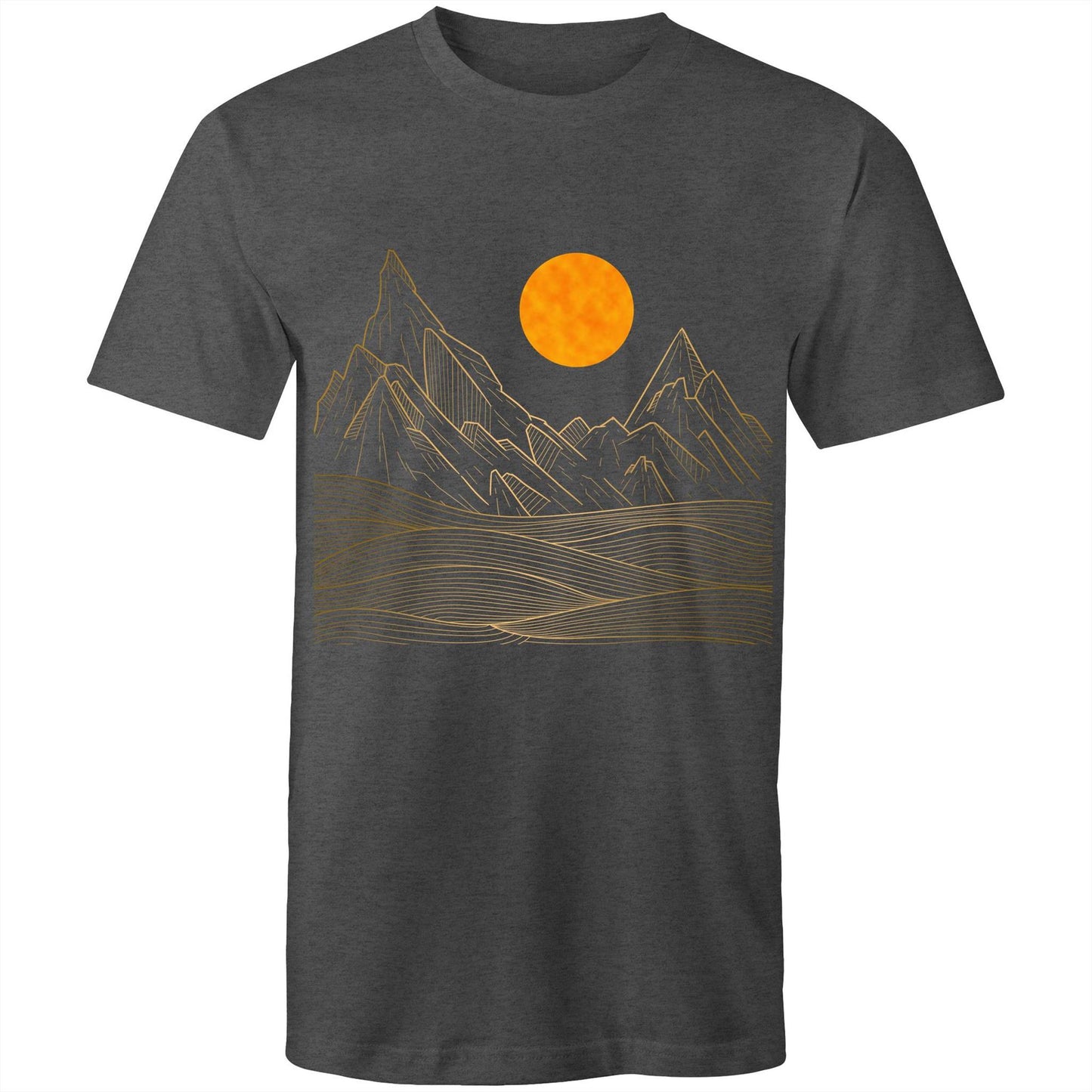 Earthfolk Printed T shirt - Mens Relaxed Fit - Mountain Sun - The Crescent Moon