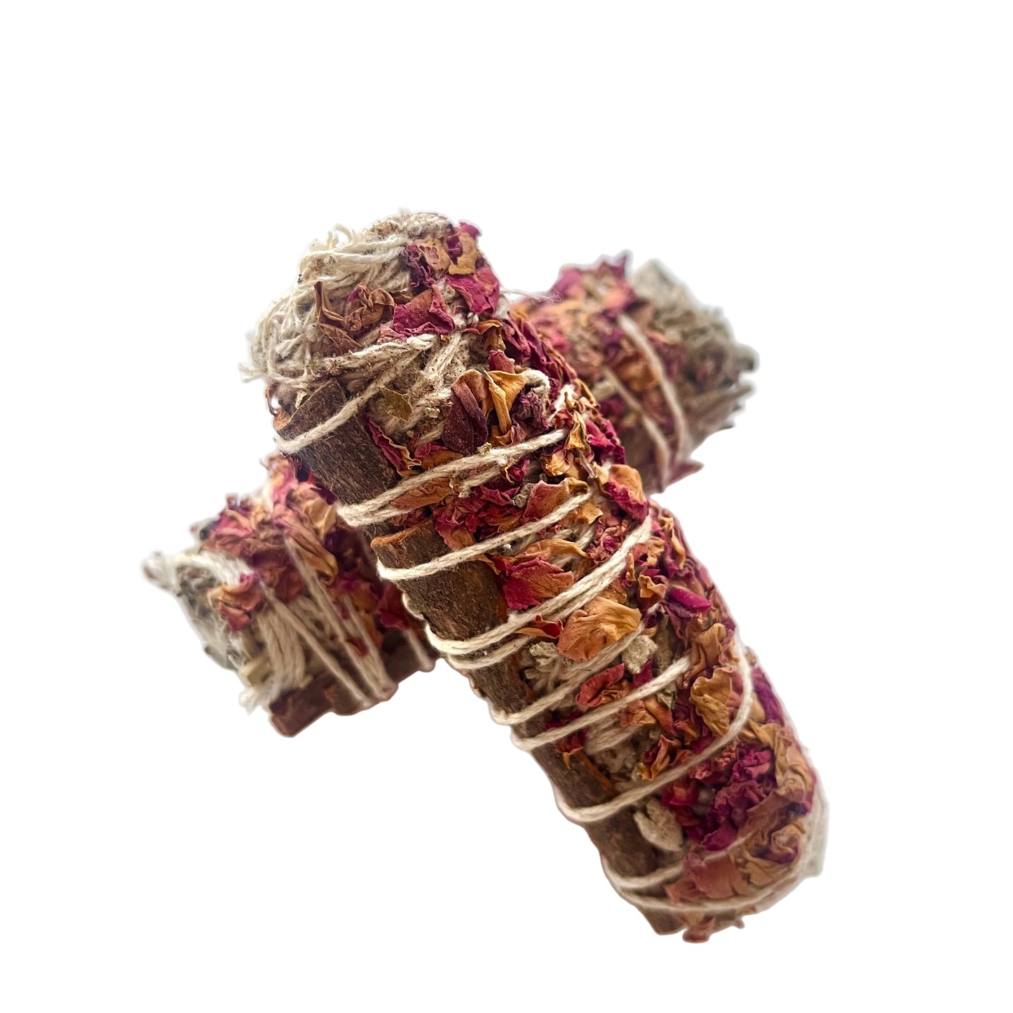 cinnamon bark and rose white smudge stick
