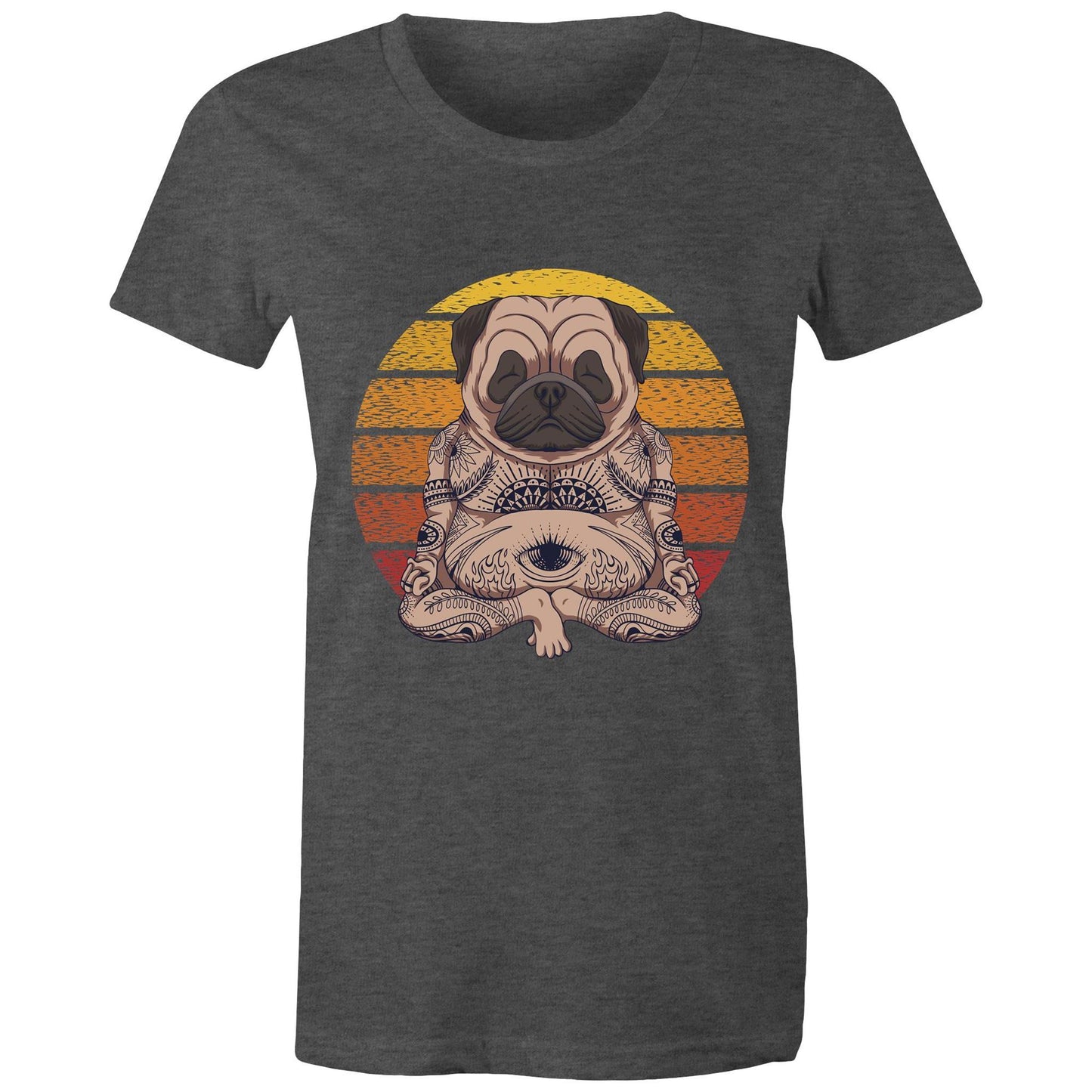 Women's Earthfolk Printed T shirt - Yoga Pug