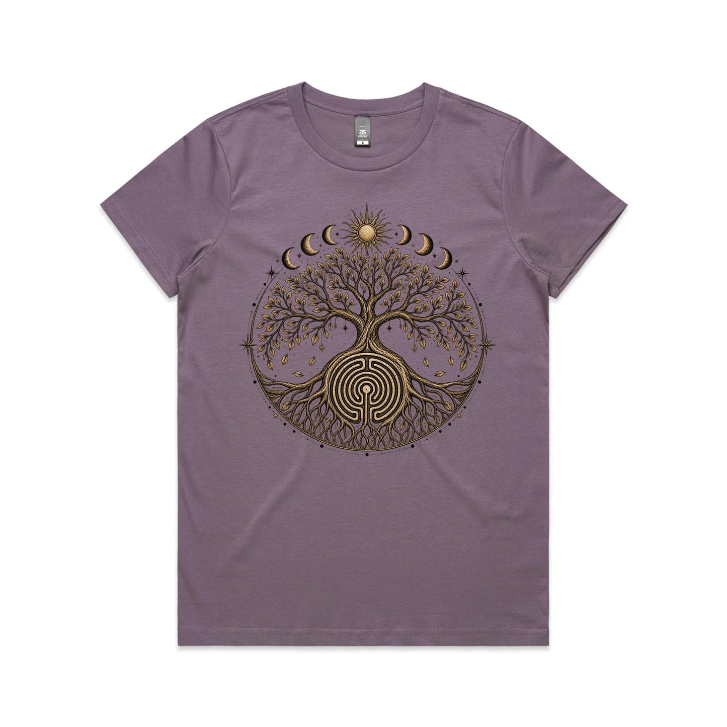 Women's Earthfolk Tree of Life Labyrinth Graphic T-Shirt