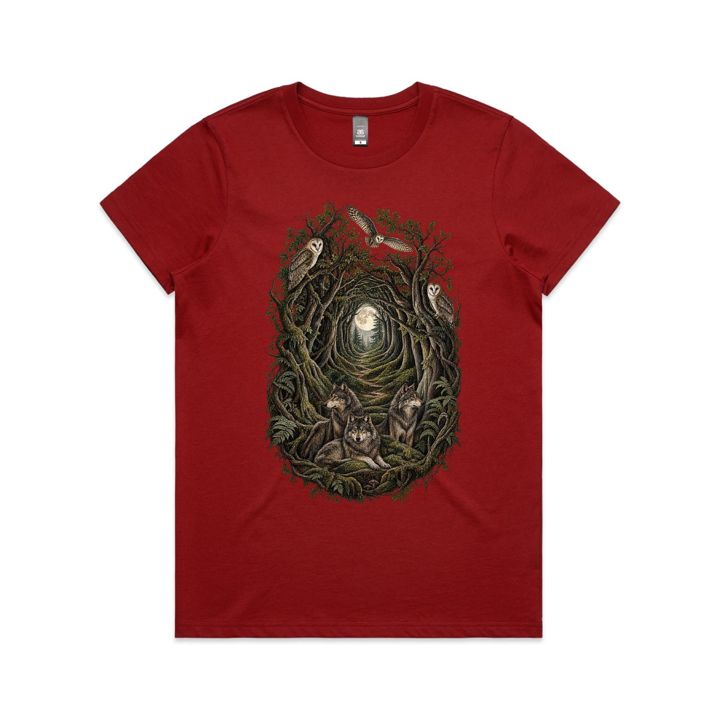 Women's Owl and Wolf Woodland Graphic T-shirt