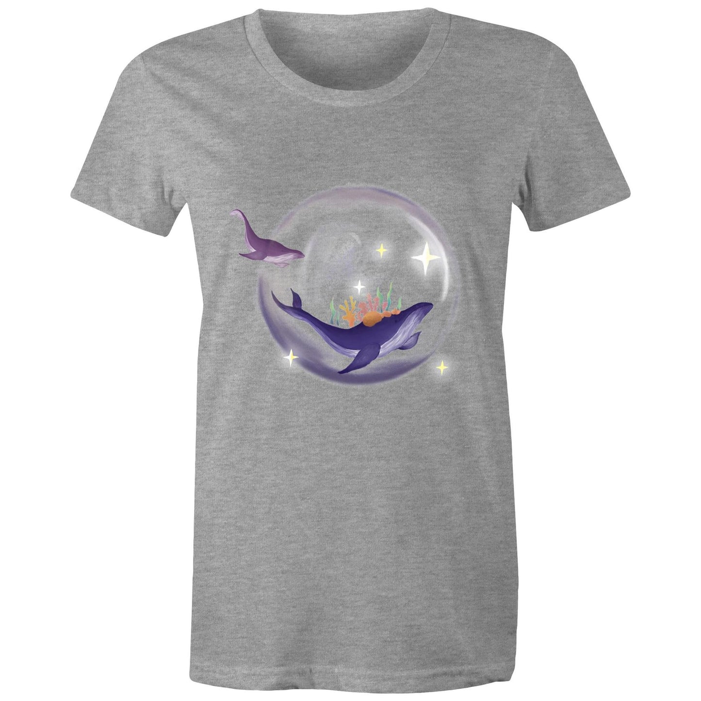 Women's T-shirt by Earthfolk - Crystal Ball Whale - The Crescent Moon