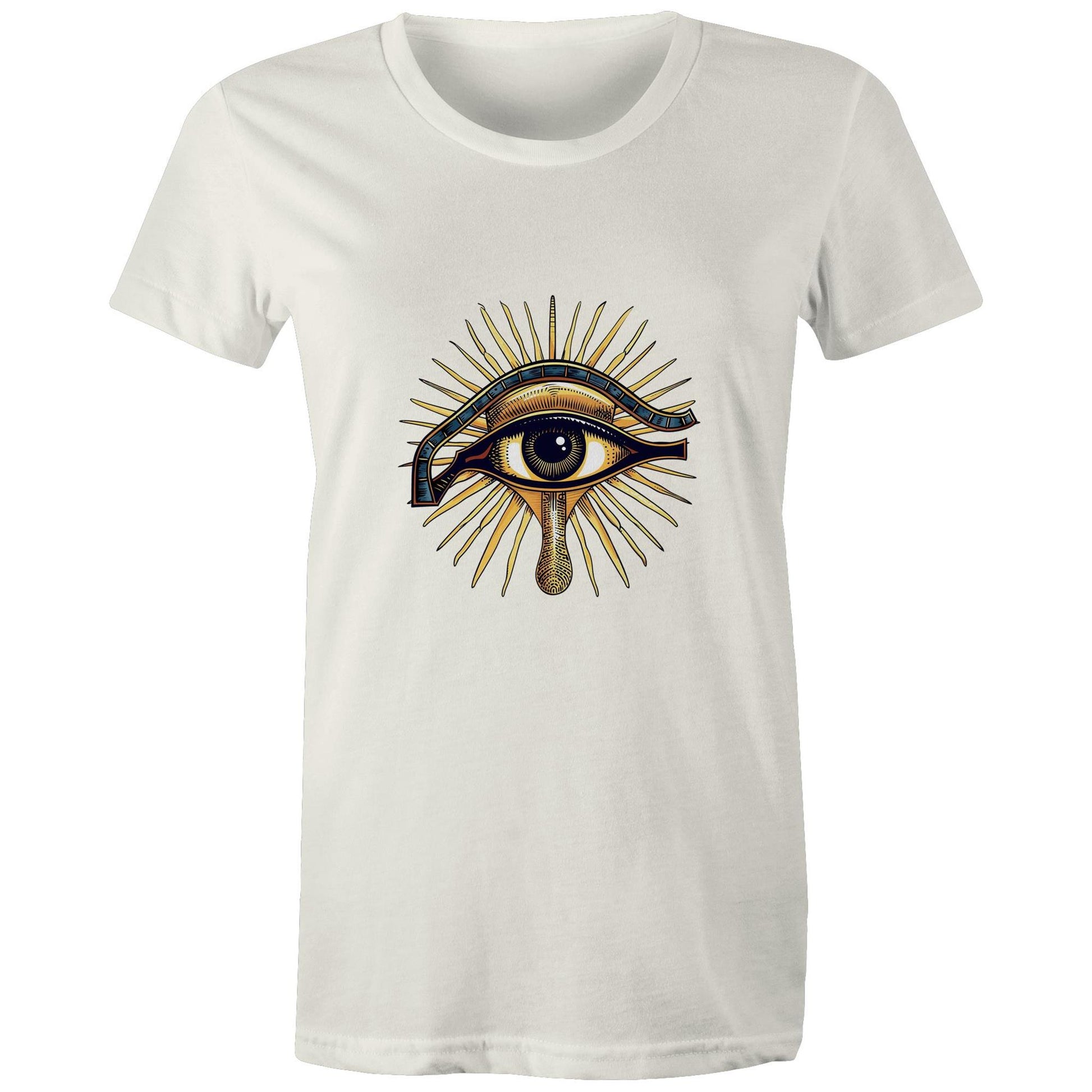 Women's Earthfolk T shirt - Eye of Horus - The Crescent Moon