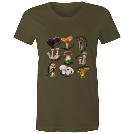 Earthfolk Printed Tshirt - Womens Relaxed Fit - Mushrooms - The Crescent Moon