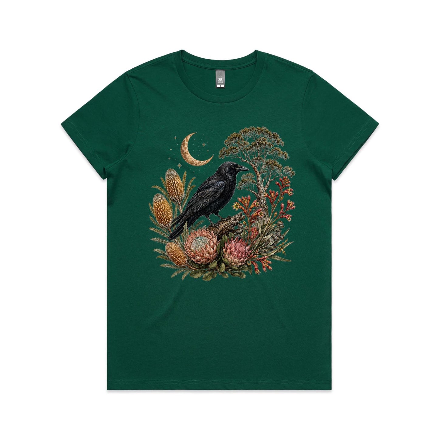 Women's Crow Graphic T-Shirt | Australian Native Botanical Print