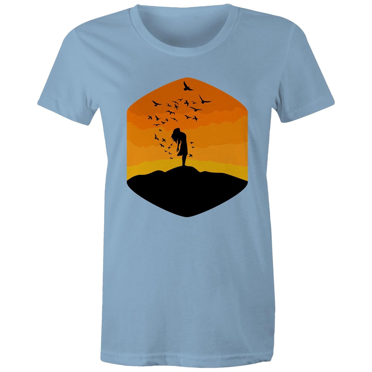 Women's Earthfolk Printed T shirt - Freedom - The Crescent Moon