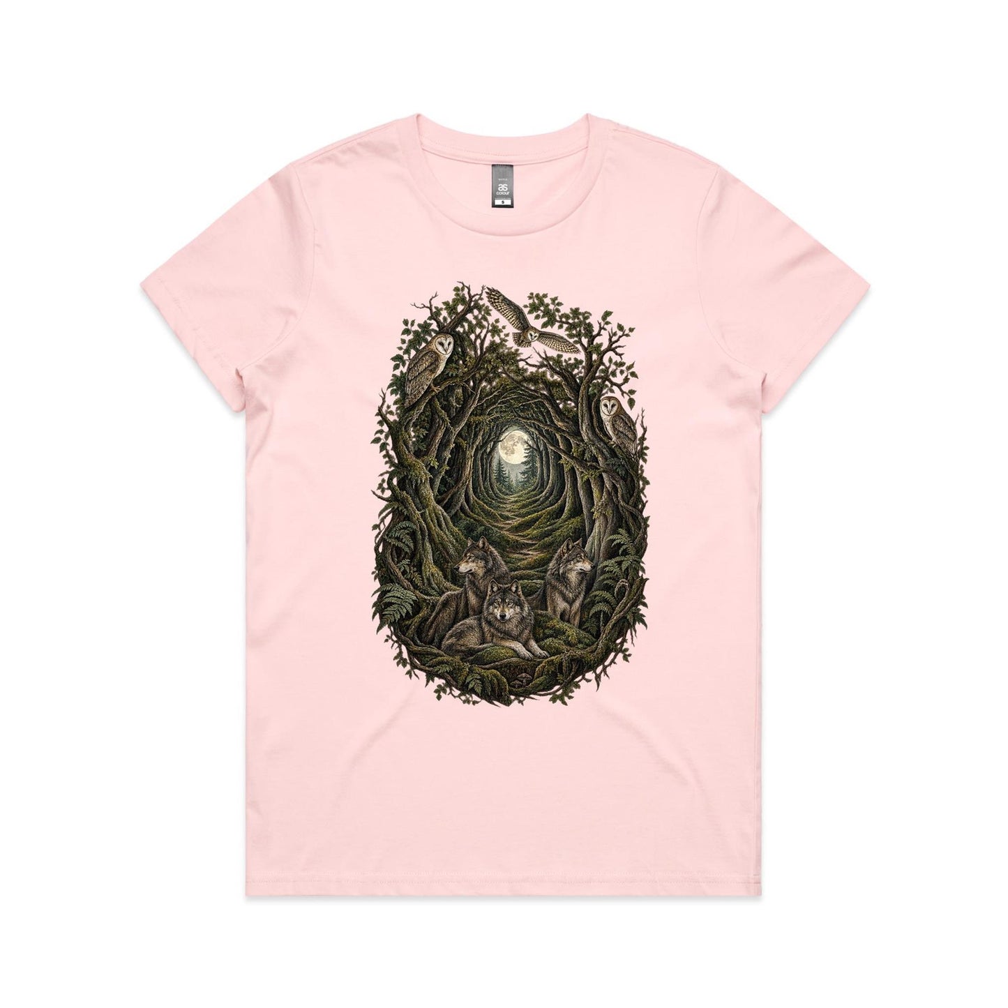 Women's Owl and Wolf Woodland Graphic T-shirt