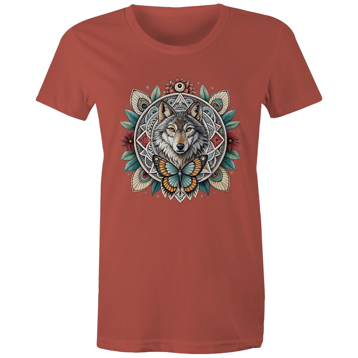 Women's Earthfolk T shirt - Wolf Mandala