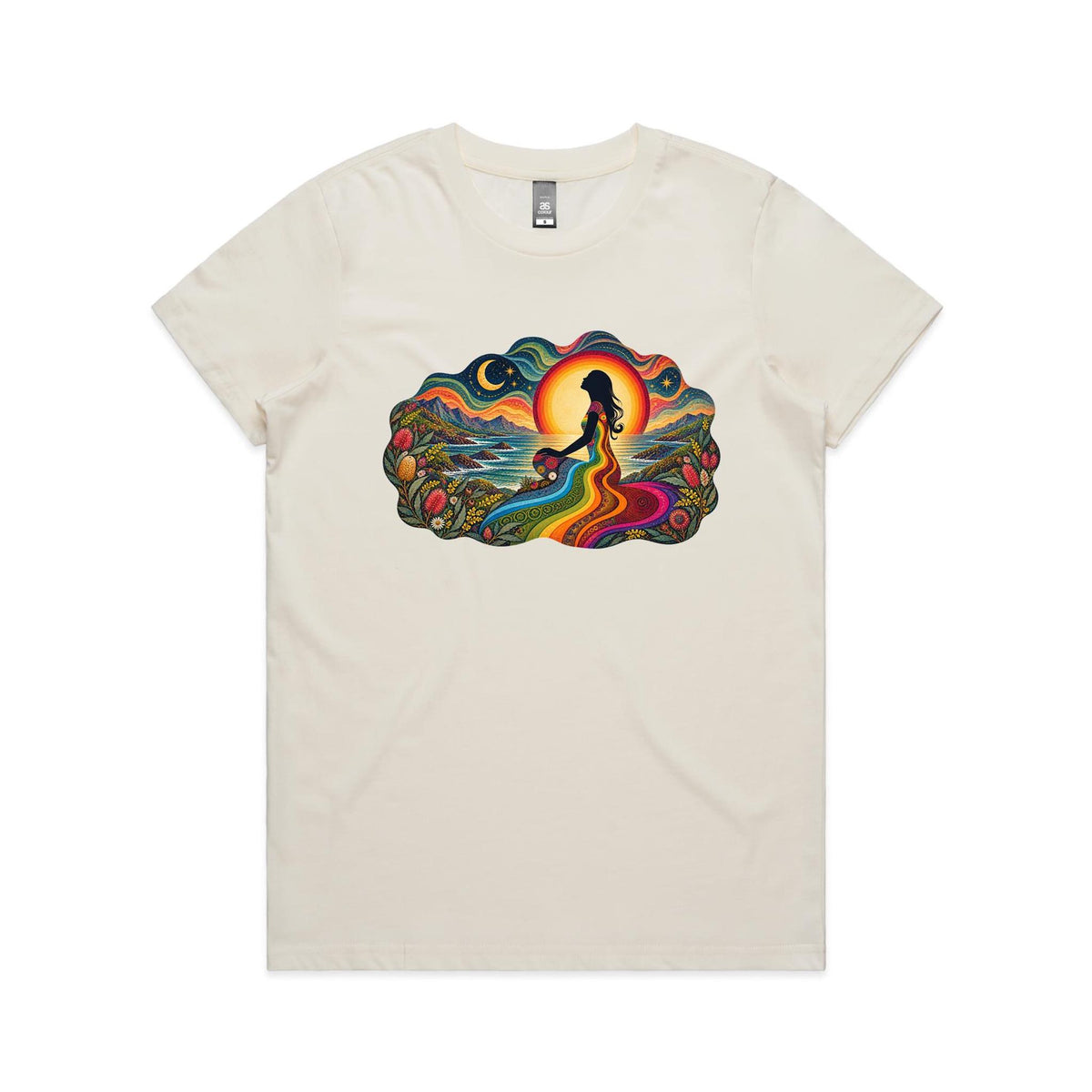Womens Earthfolk Retro Rainbow Spirit T-shirt - Earthfolk Nature Tees