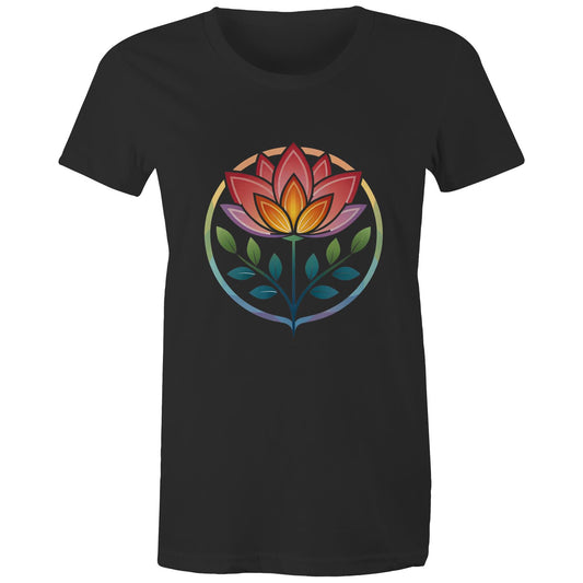Women's Earthfolk T shirt - Radiant Lotus - The Crescent Moon