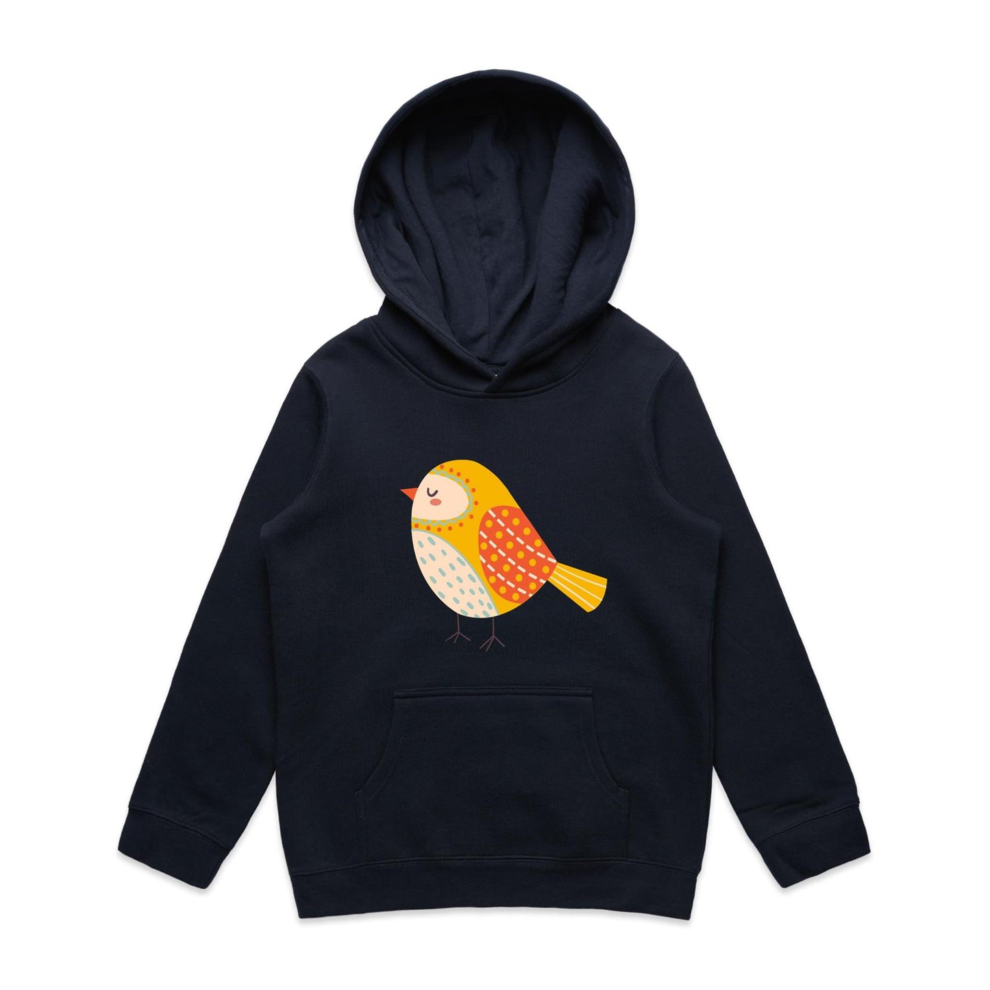 Kids Earthfolk Hoodie - Spotted Birdy Orange - The Crescent Moon