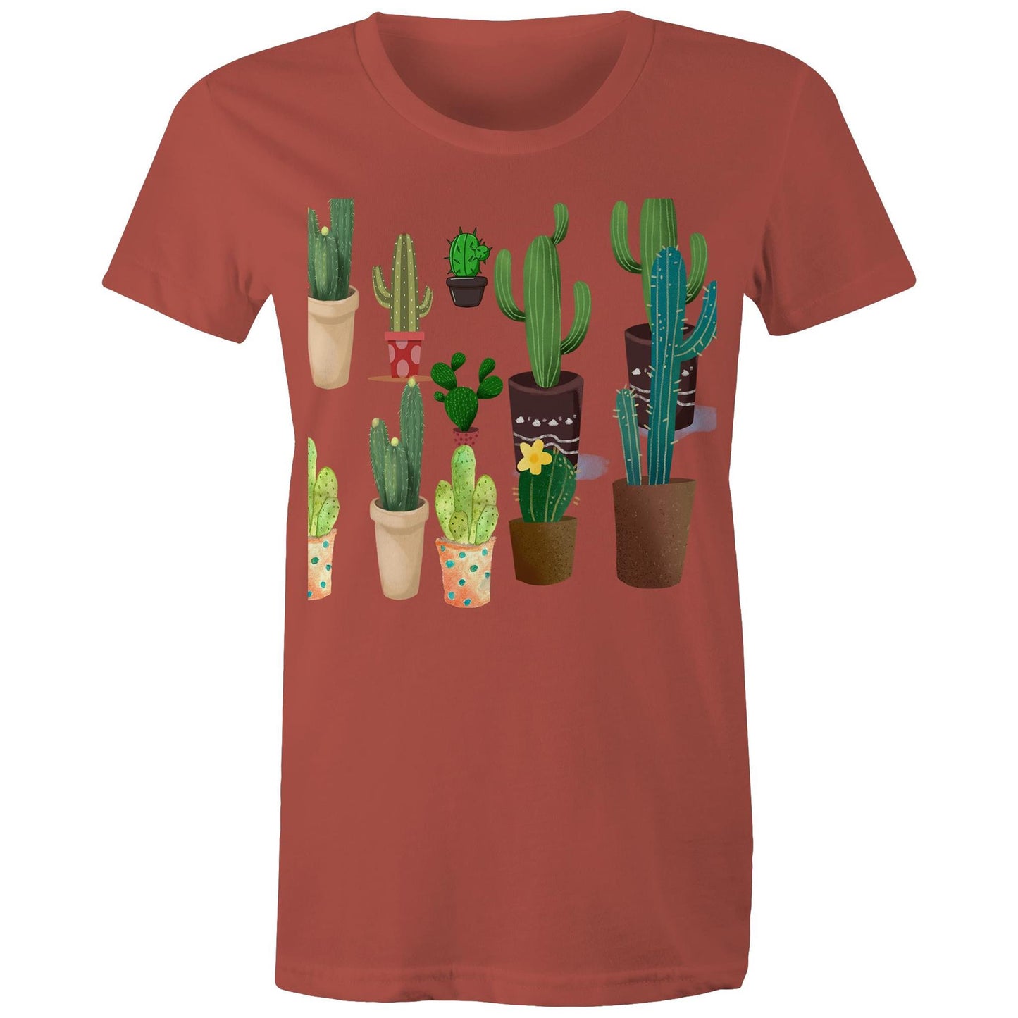 Women's earthfolk Printed T shirt - Succulents / Cactus