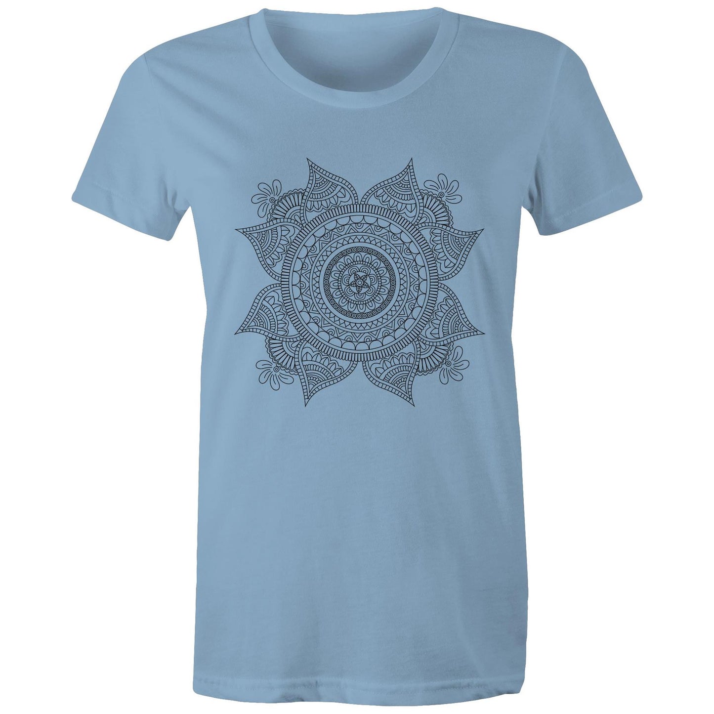 Women's Earthfolk T shirt - Mandala Mono - The Crescent Moon