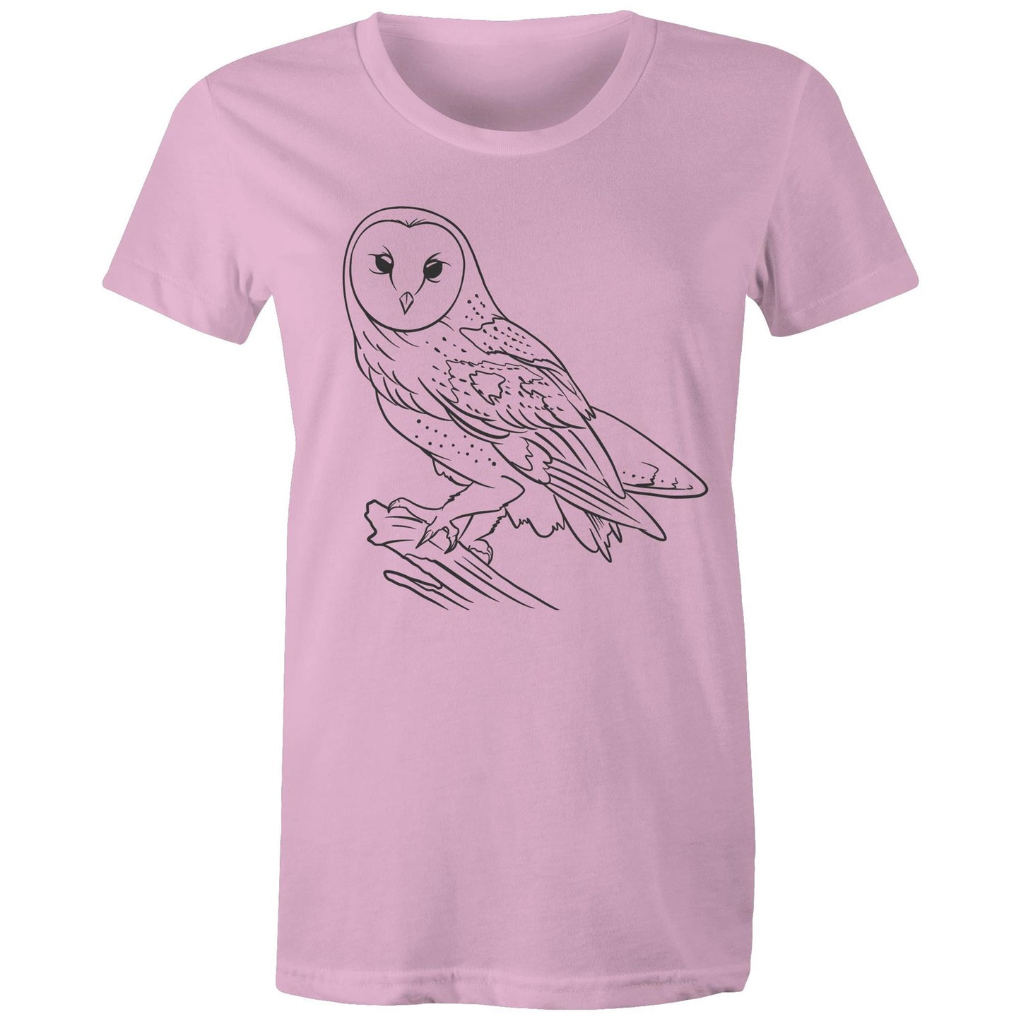 Earthfolk Printed T shirt - Women's Relaxed Fit - Owl Sketch - The Crescent Moon