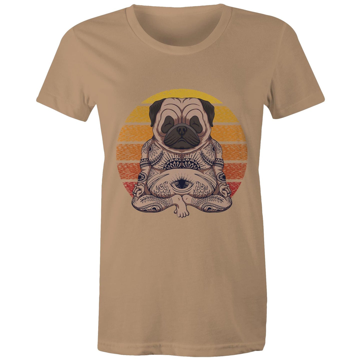 Women's Earthfolk Printed T shirt - Yoga Pug