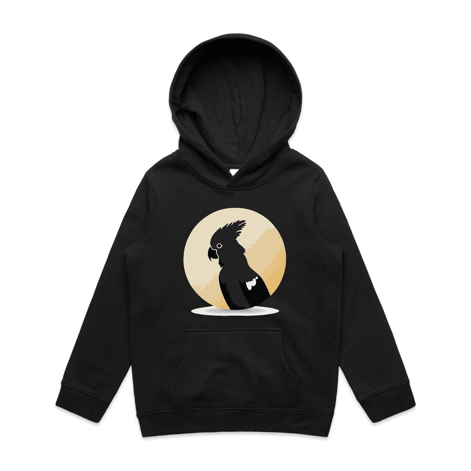 Kids Earthfolk Hoodie - Black Cockatoo - The Crescent Moon