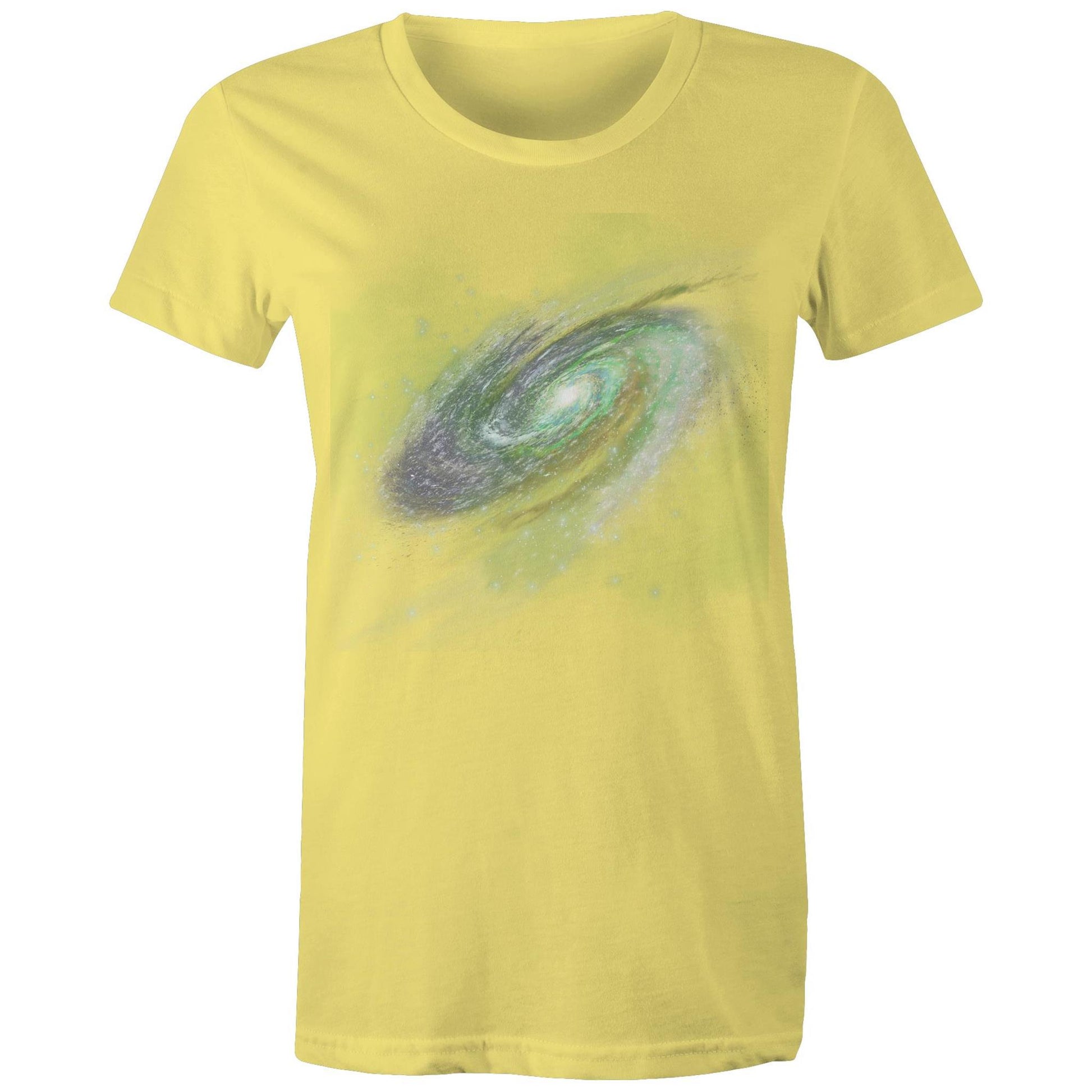 Women's Earthfolk Printed T shirt - Green Galaxy - The Crescent Moon
