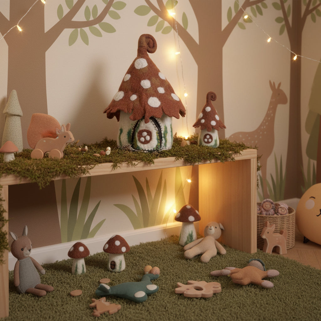 felt fairy house - brown magic shroom house