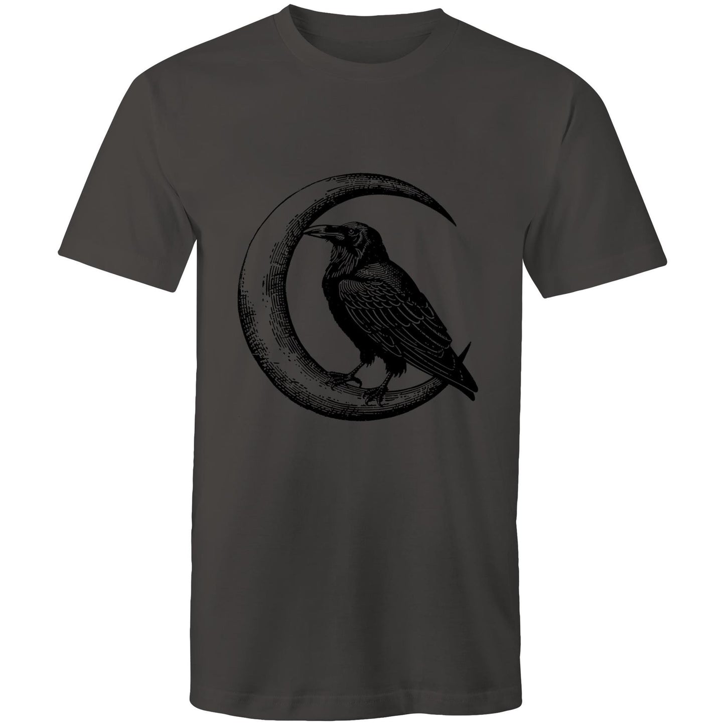 Men's Earthfolk Printed T shirt - Crow and Moon - The Crescent Moon