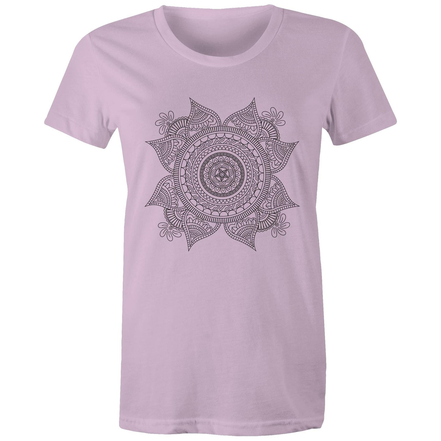 Women's Earthfolk T shirt - Mandala Mono - The Crescent Moon