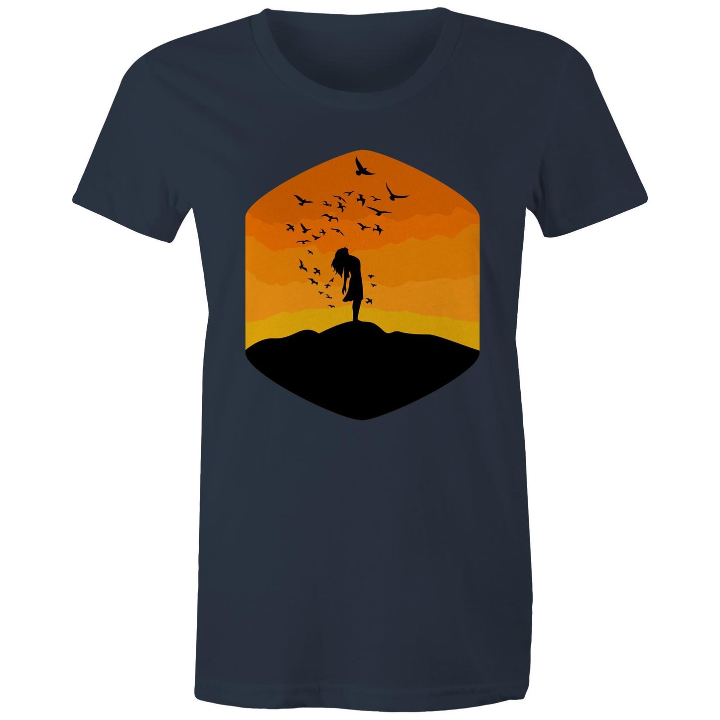 Women's Earthfolk Printed T shirt - Freedom - The Crescent Moon