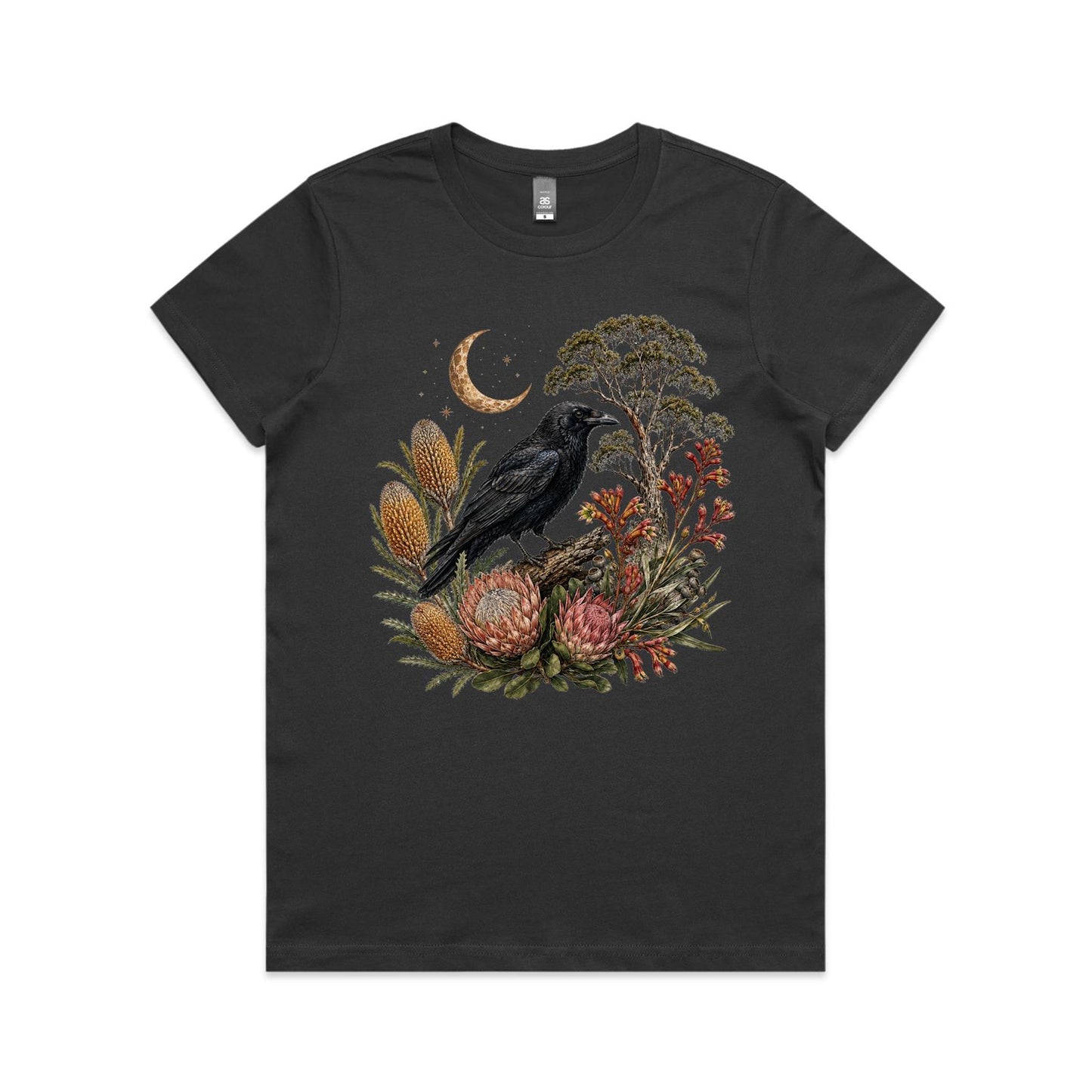 Women's Crow Graphic T-Shirt | Australian Native Botanical Print