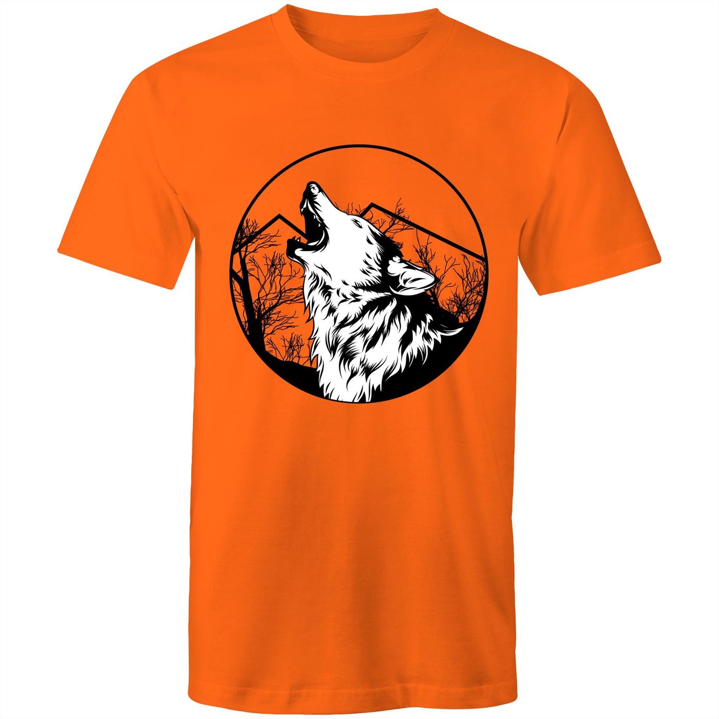 Men's Earthfolk Printed T shirt - Howling Wolf - The Crescent Moon