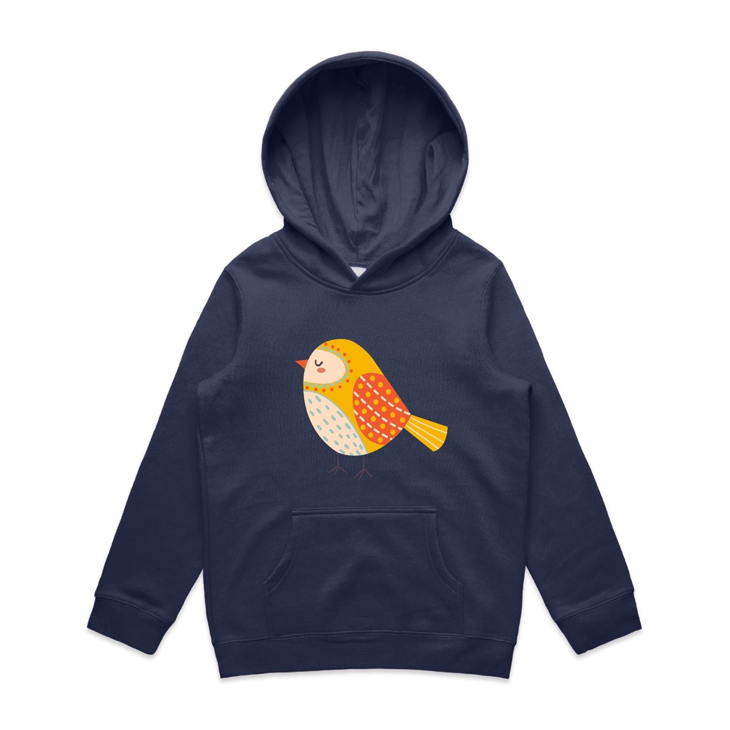Kids Earthfolk Hoodie - Spotted Birdy Orange - The Crescent Moon