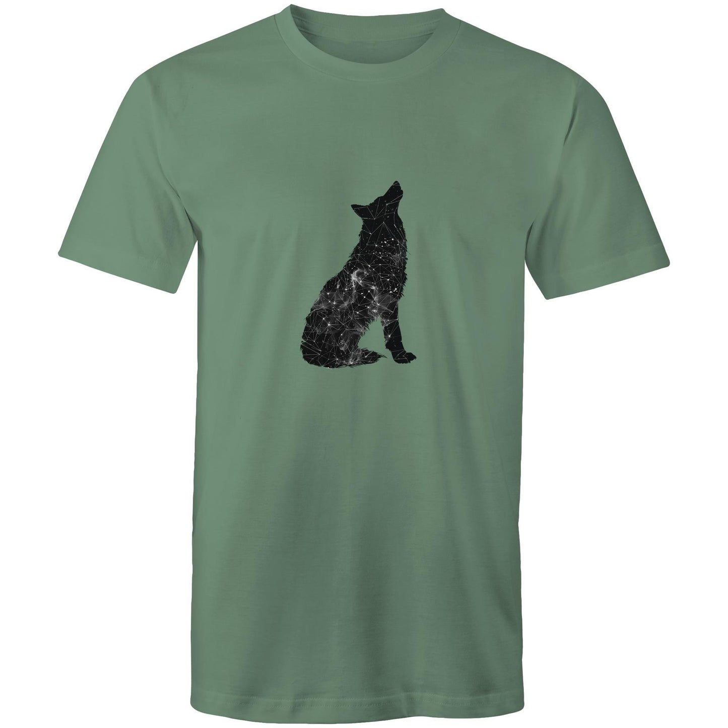 Men's Earthfolk Printed T shirt - Constellation Wolf - The Crescent Moon
