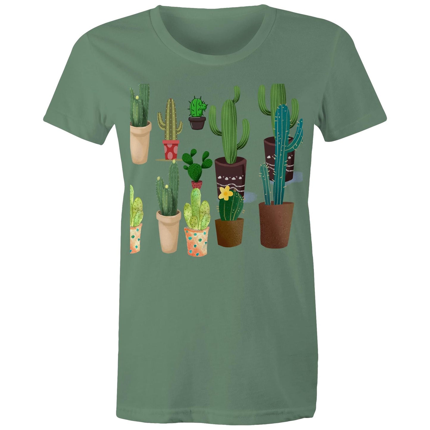 Women's earthfolk Printed T shirt - Succulents / Cactus