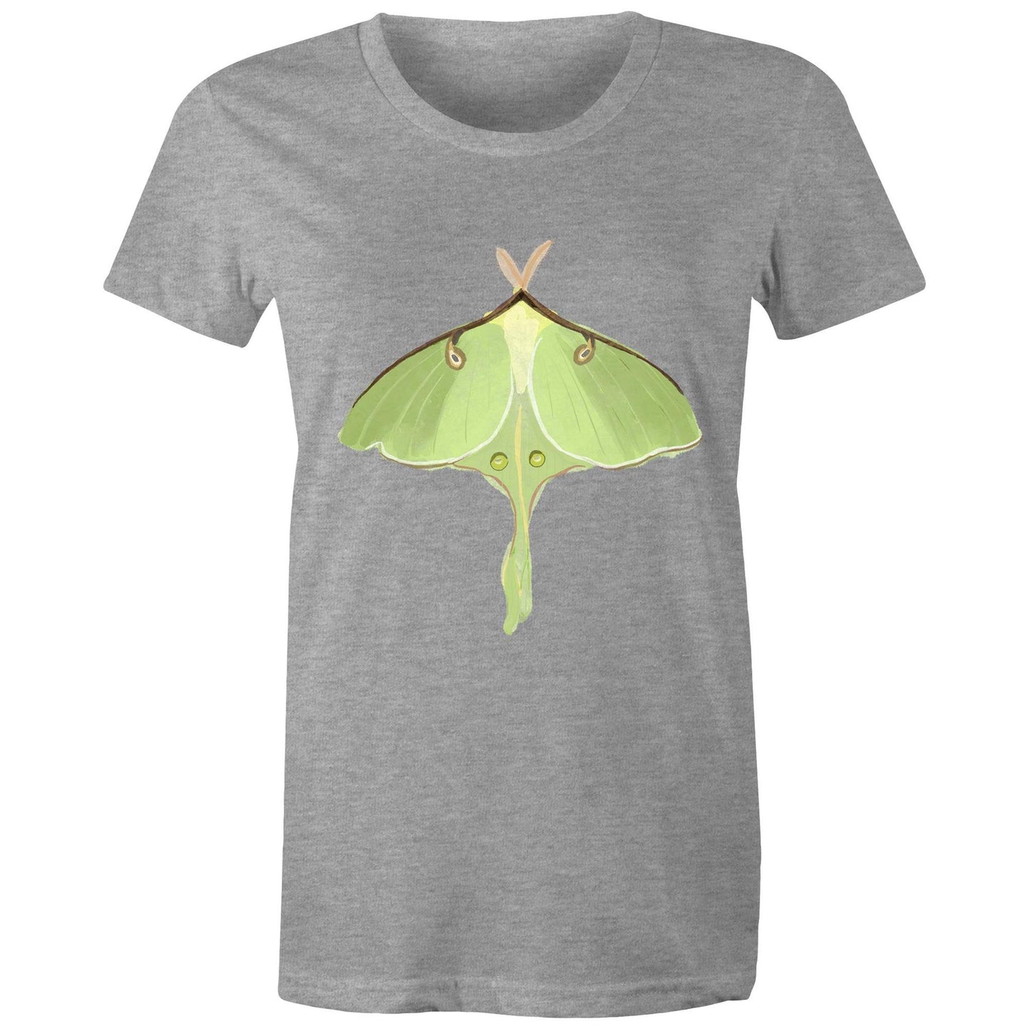 Earthfolk Printed T shirt - Women's Relaxed Fit - Luna Moth - The Crescent Moon