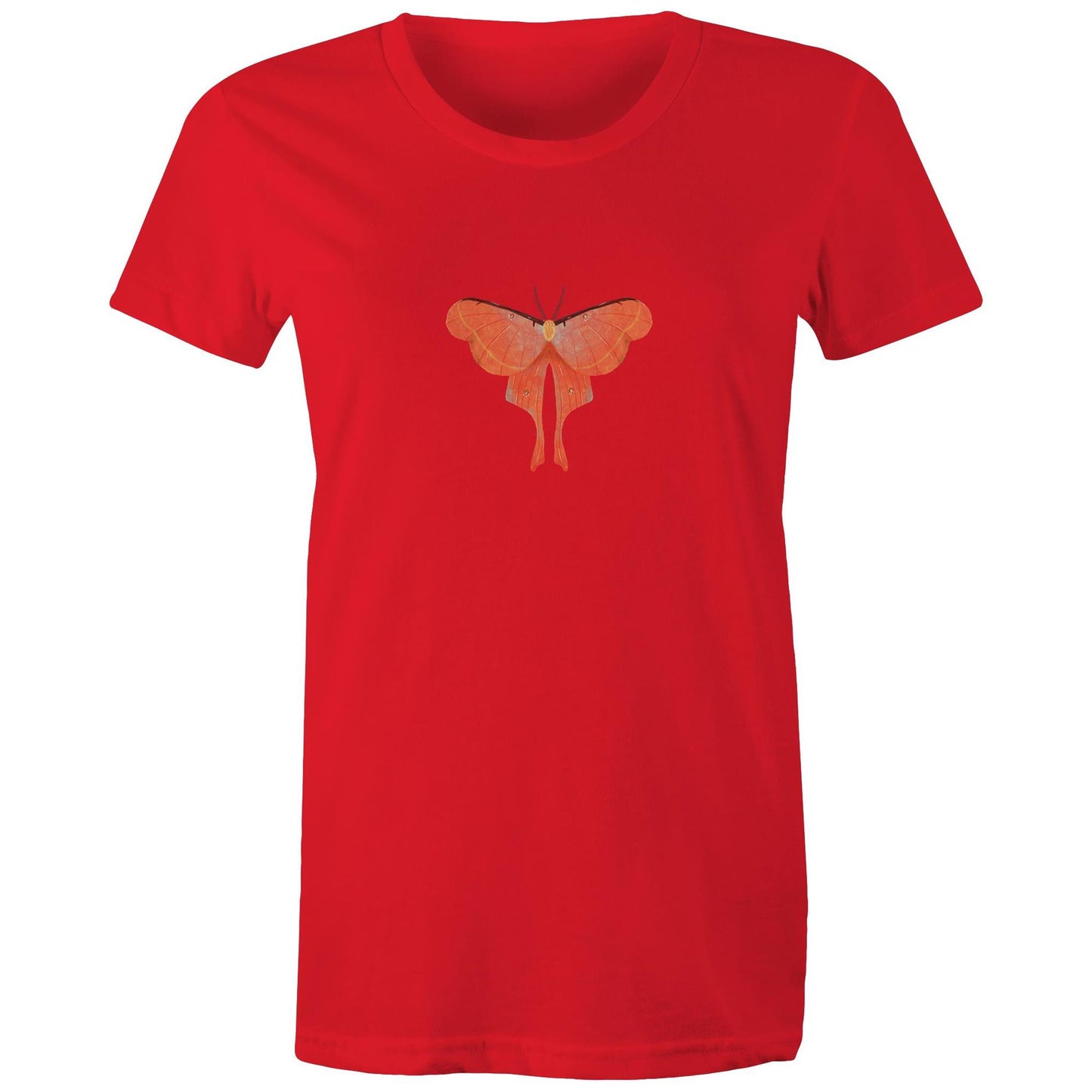 Earthfolk Printed T shirt - Women's Relaxed Fit - Orange Moth