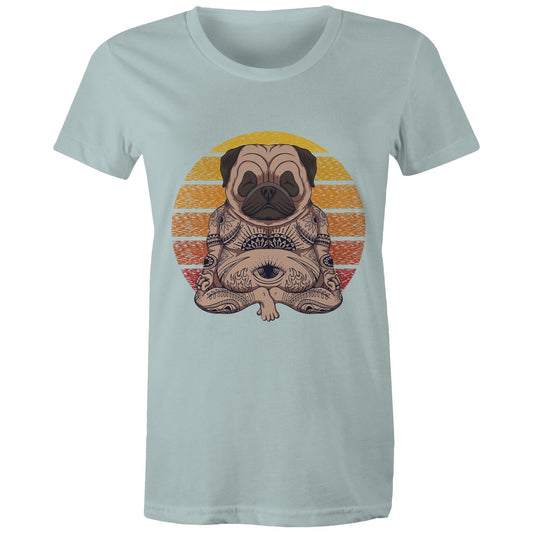 Women's Earthfolk Printed T shirt - Yoga Pug