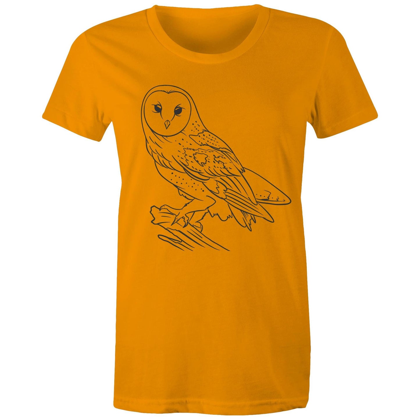 Earthfolk Printed T shirt - Women's Relaxed Fit - Owl Sketch - The Crescent Moon