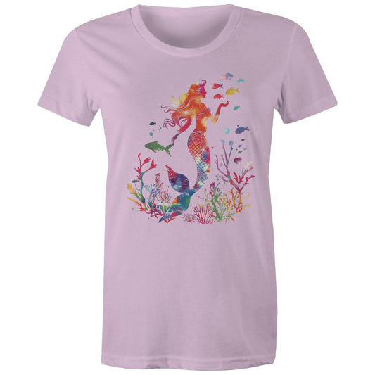 Women's Earthfolk Printed T shirt - Colourful Mermaid - The Crescent Moon