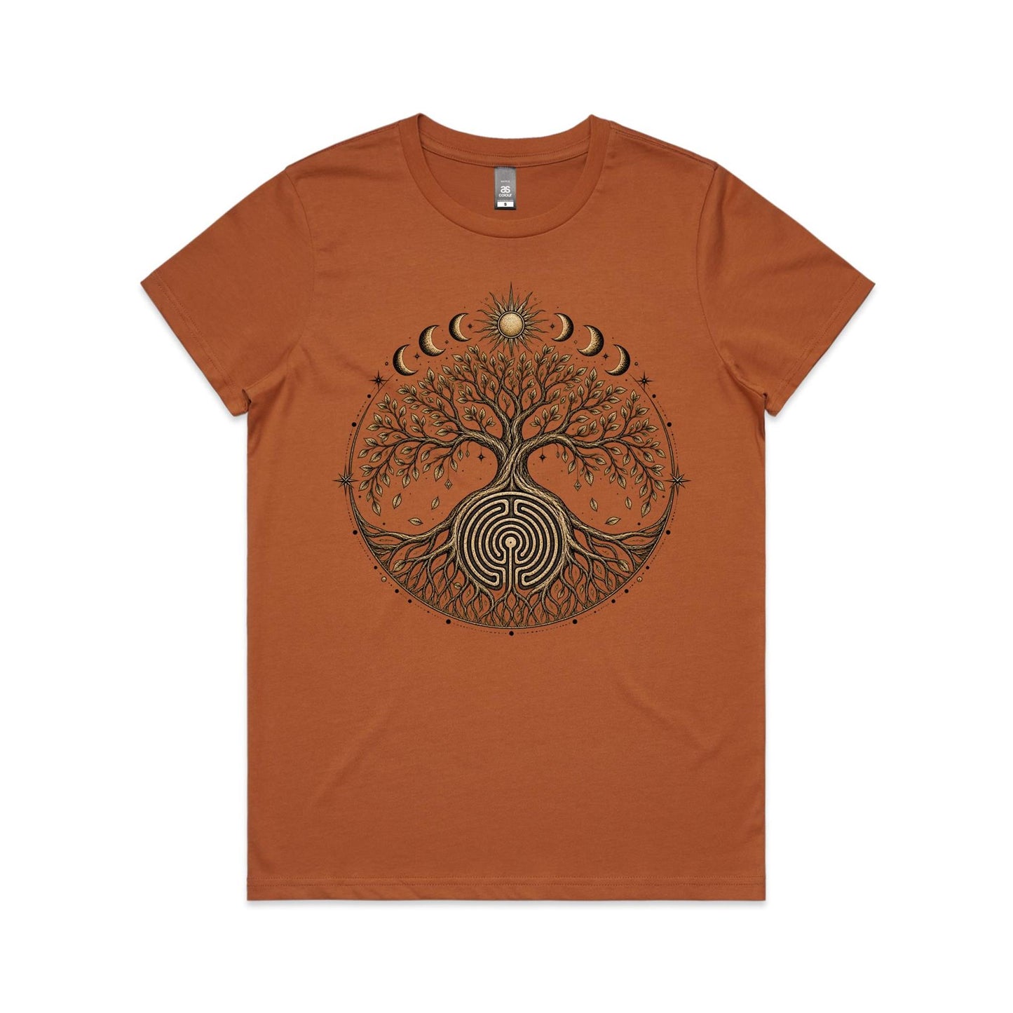 Women's Earthfolk Tree of Life Labyrinth Graphic T-Shirt