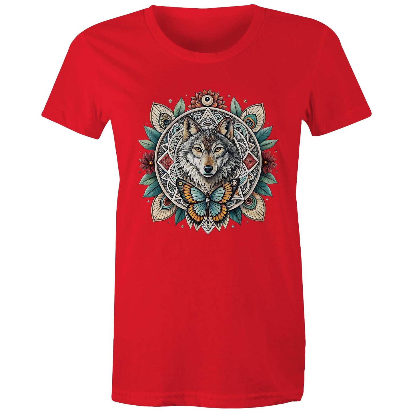 Women's Earthfolk T shirt - Wolf Mandala