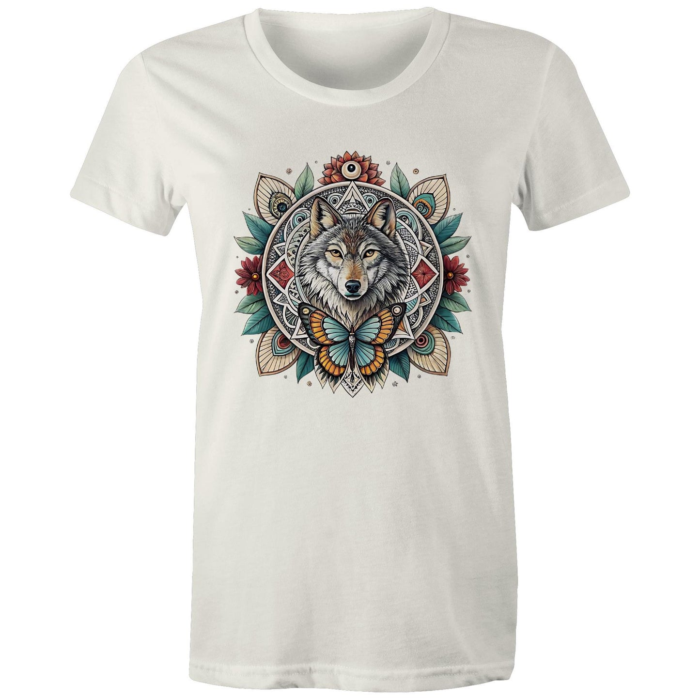 Women's Earthfolk T shirt - Wolf Mandala