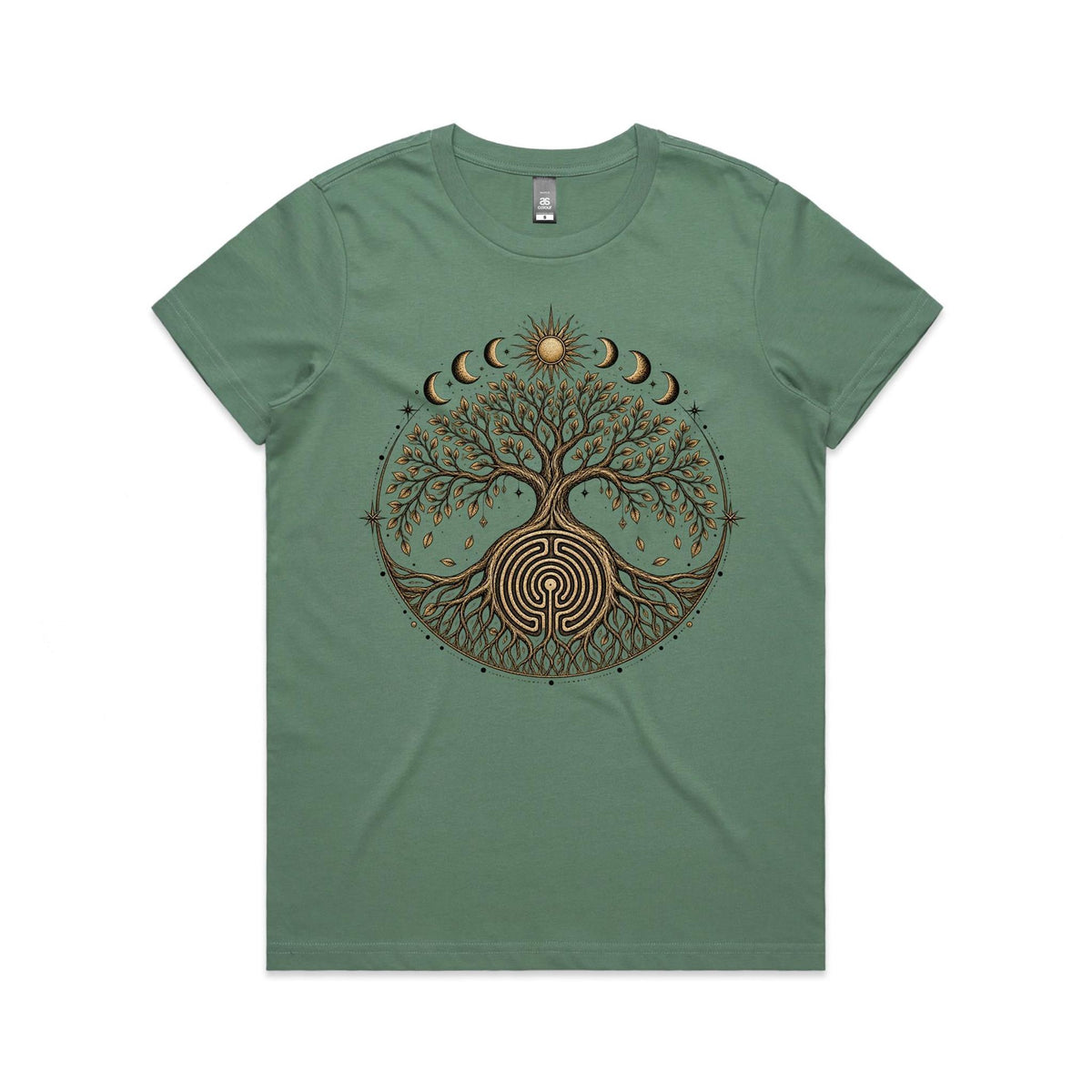 Women's Earthfolk Tree of Life Labyrinth Graphic T-Shirt
