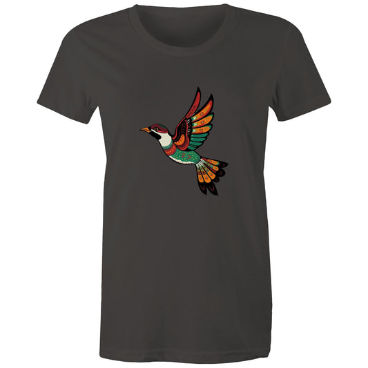 Women's Earthfolk T shirt - Song Bird - The Crescent Moon