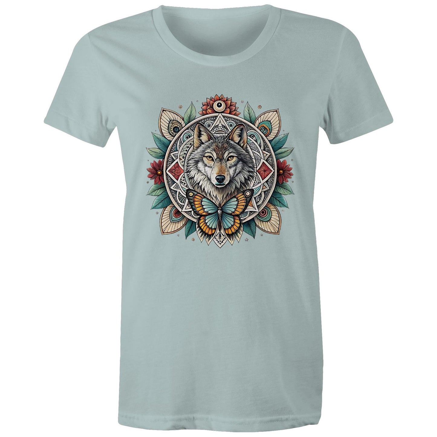 Women's Earthfolk T shirt - Wolf Mandala