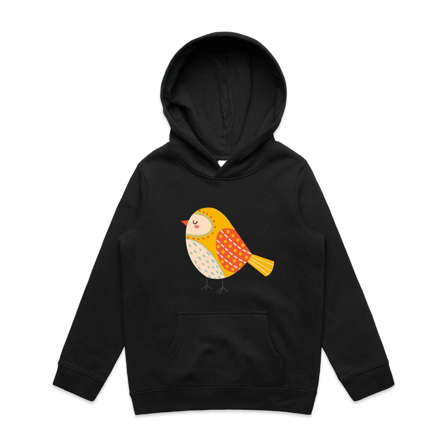 Kids Earthfolk Hoodie - Spotted Birdy Orange - The Crescent Moon