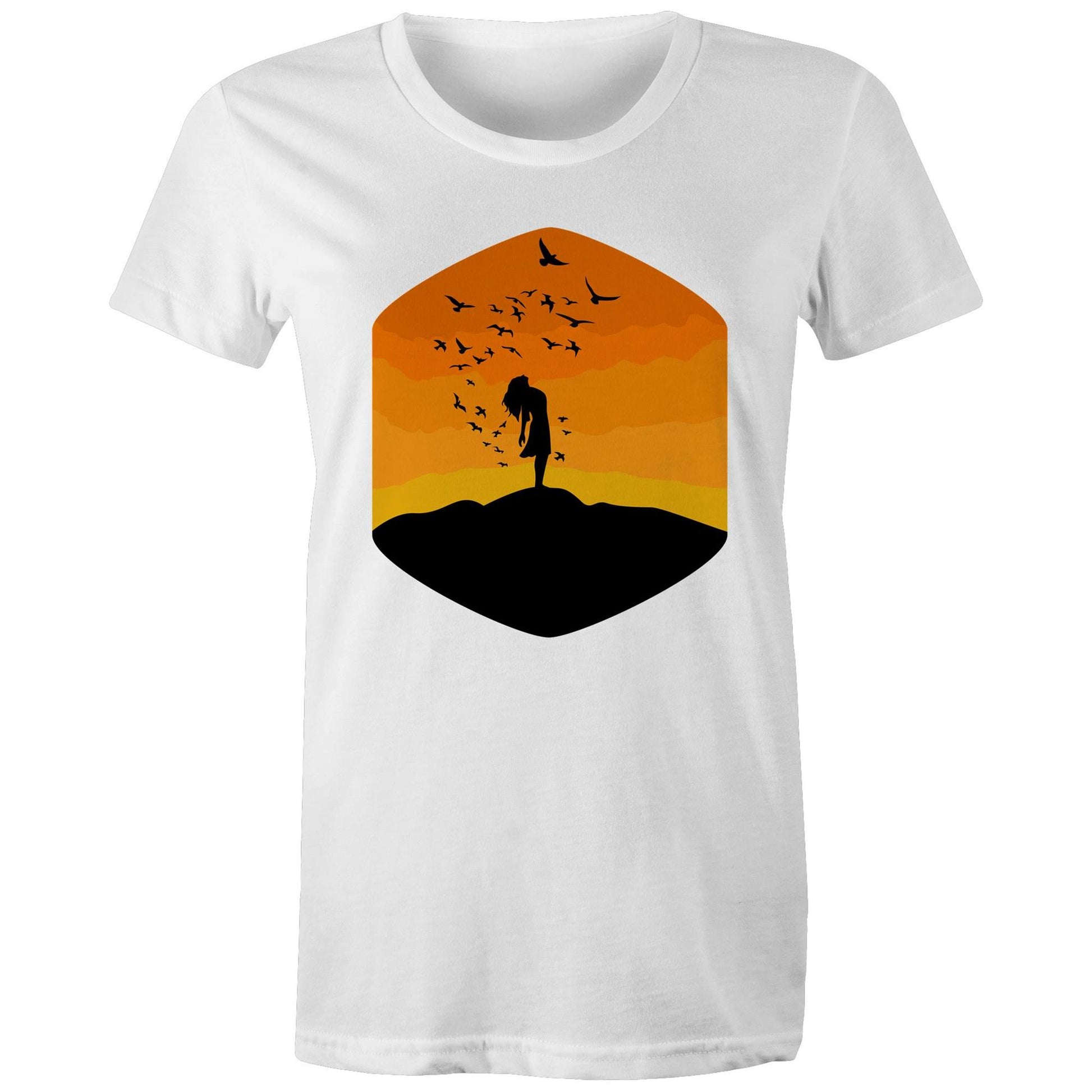 Women's Earthfolk Printed T shirt - Freedom - The Crescent Moon