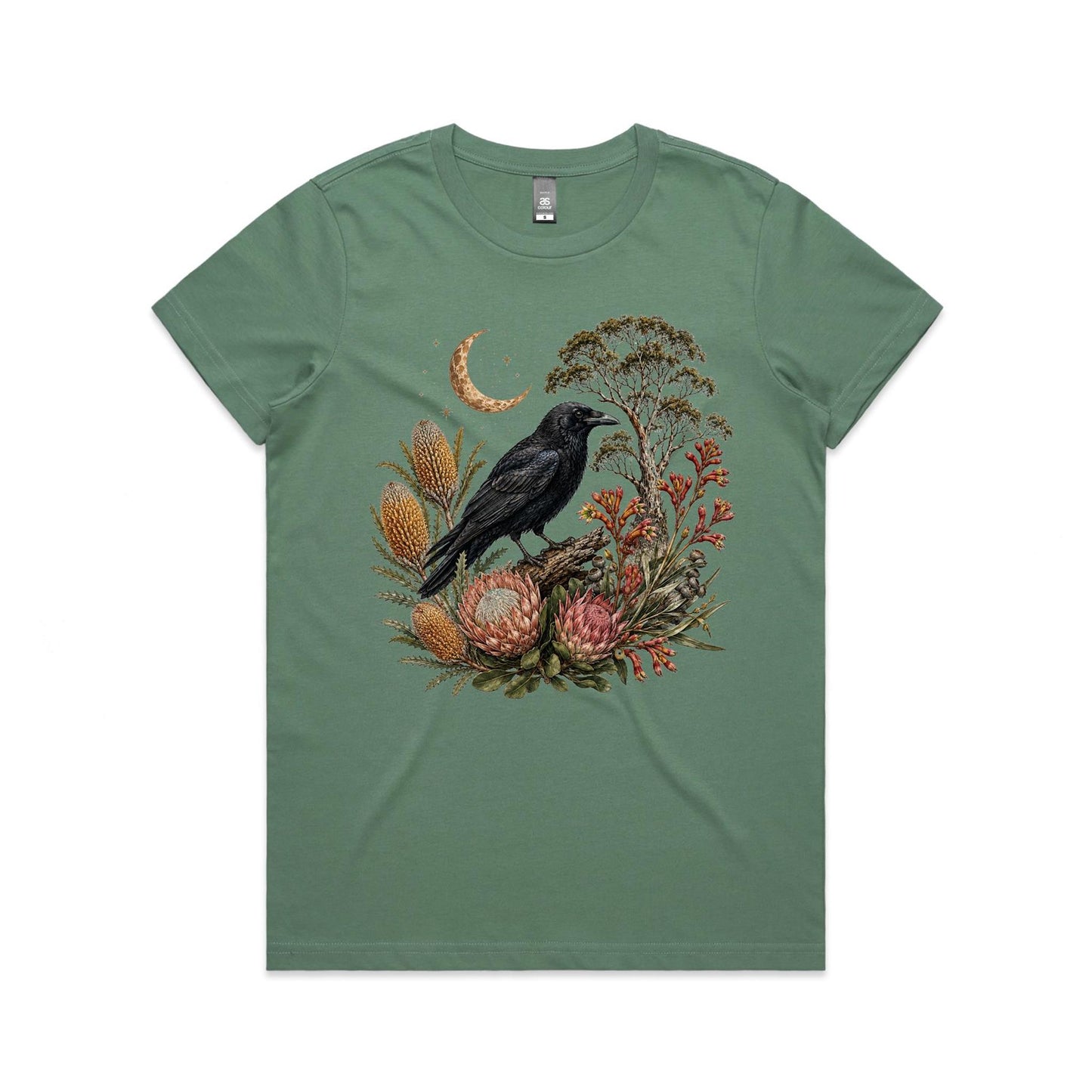 Women's Crow Graphic T-Shirt | Australian Native Botanical Print