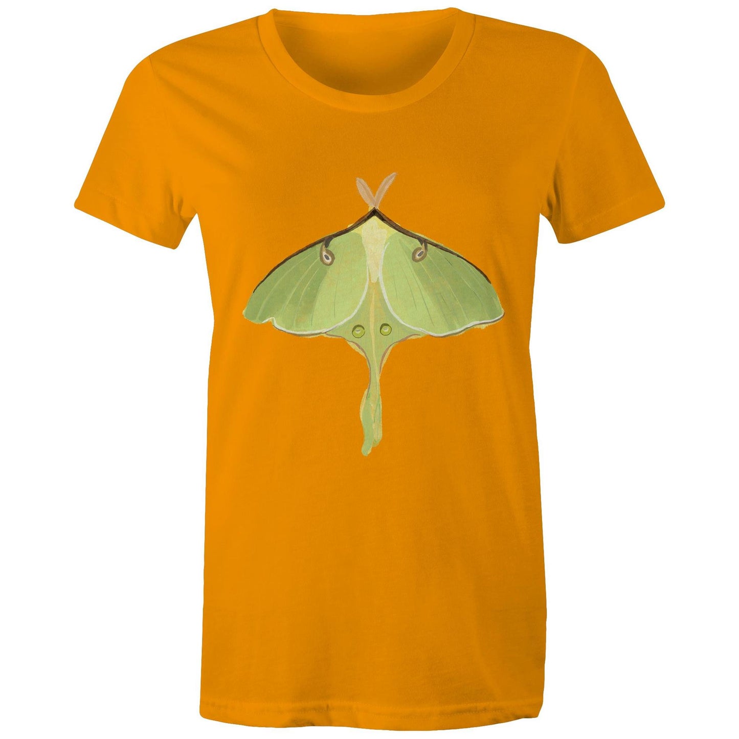 Earthfolk Printed T shirt - Women's Relaxed Fit - Luna Moth - The Crescent Moon