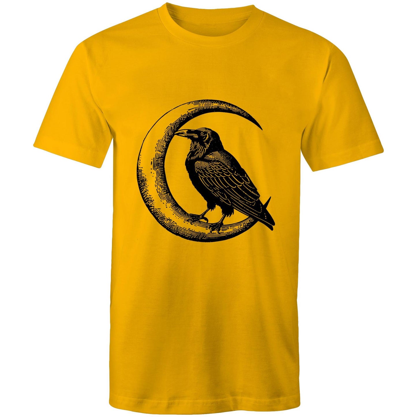 Men's Earthfolk Printed T shirt - Crow and Moon - The Crescent Moon