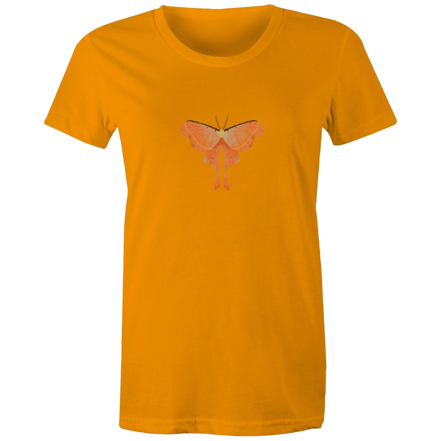 Earthfolk Printed T shirt - Women's Relaxed Fit - Orange Moth
