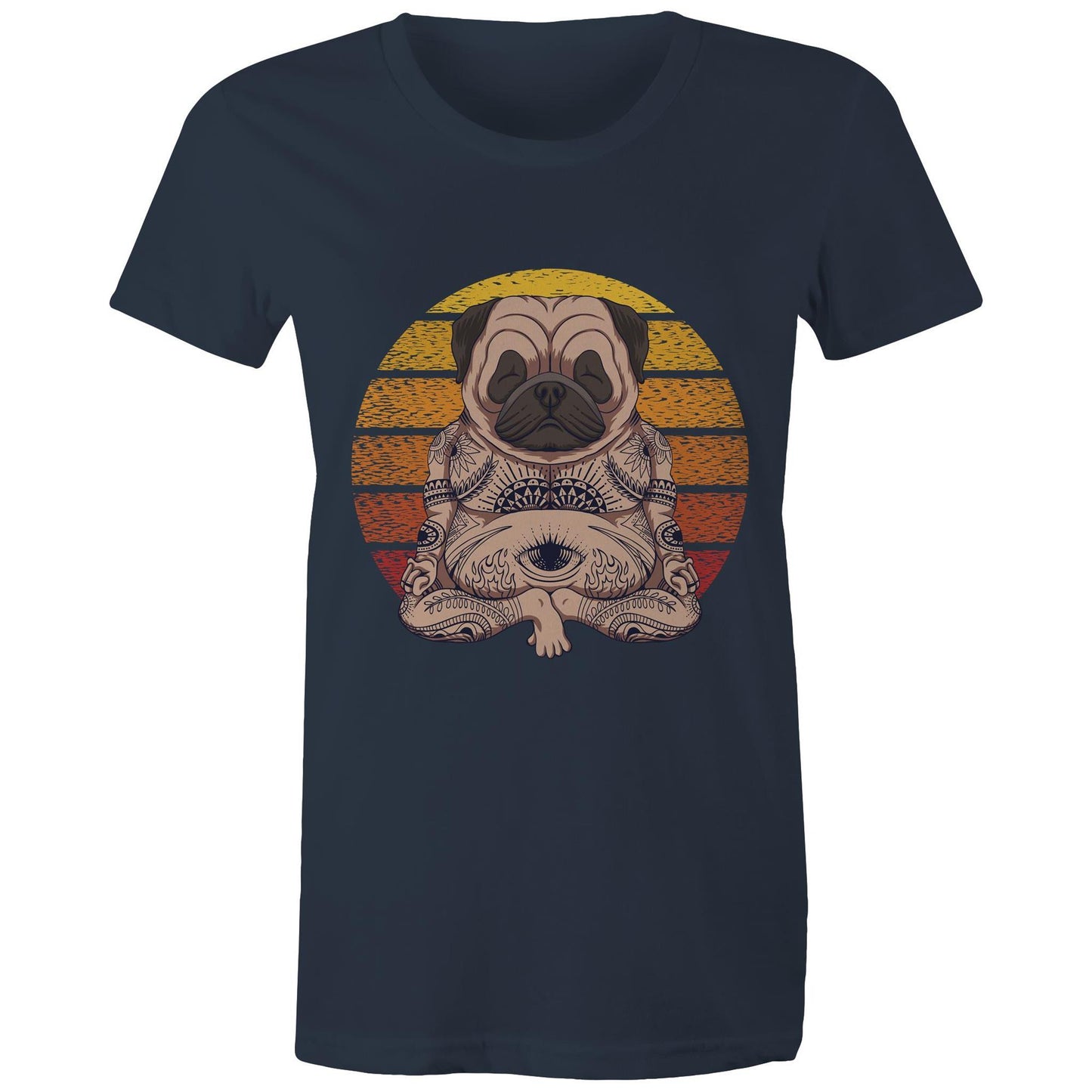 Women's Earthfolk Printed T shirt - Yoga Pug