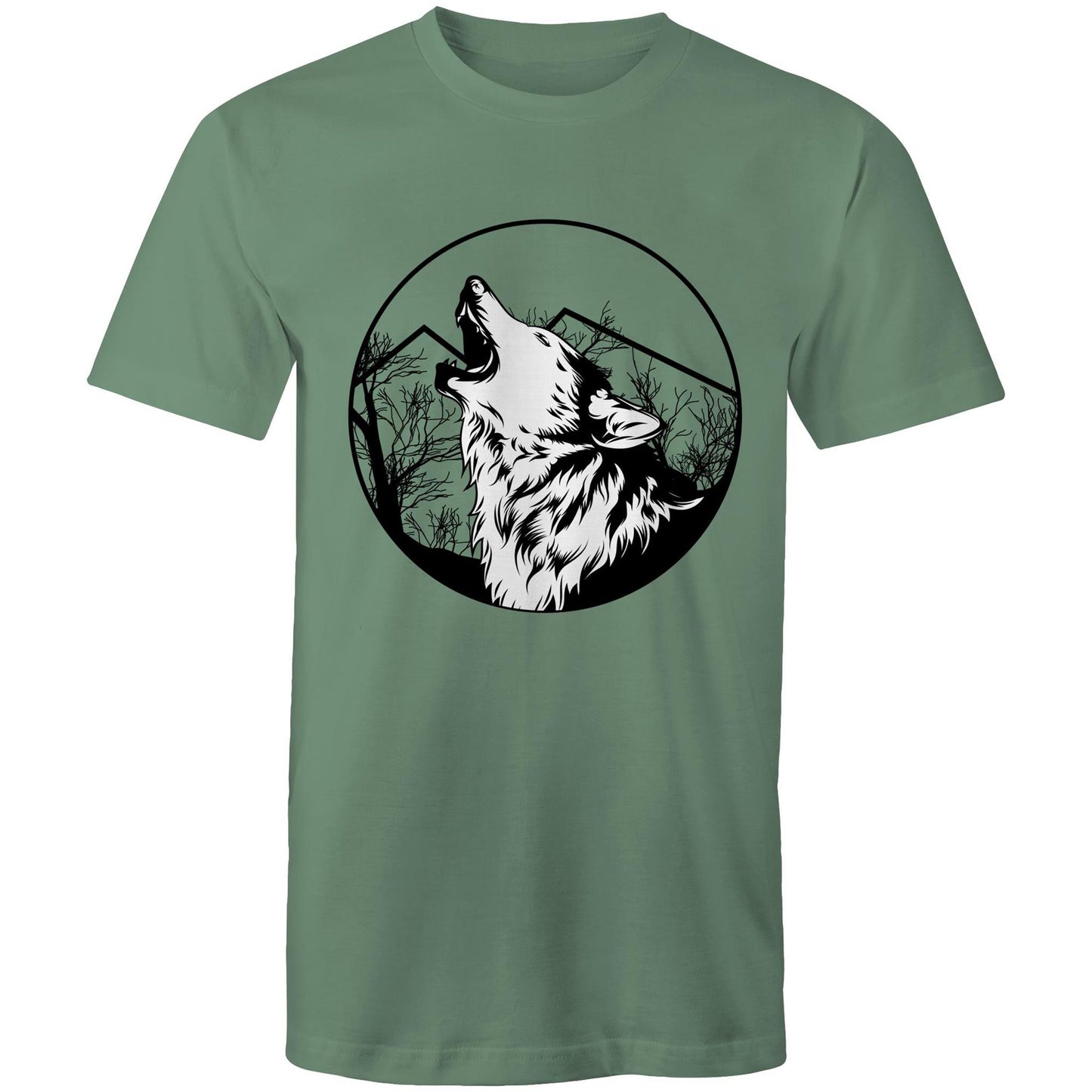 Men's Earthfolk Printed T shirt - Howling Wolf - The Crescent Moon