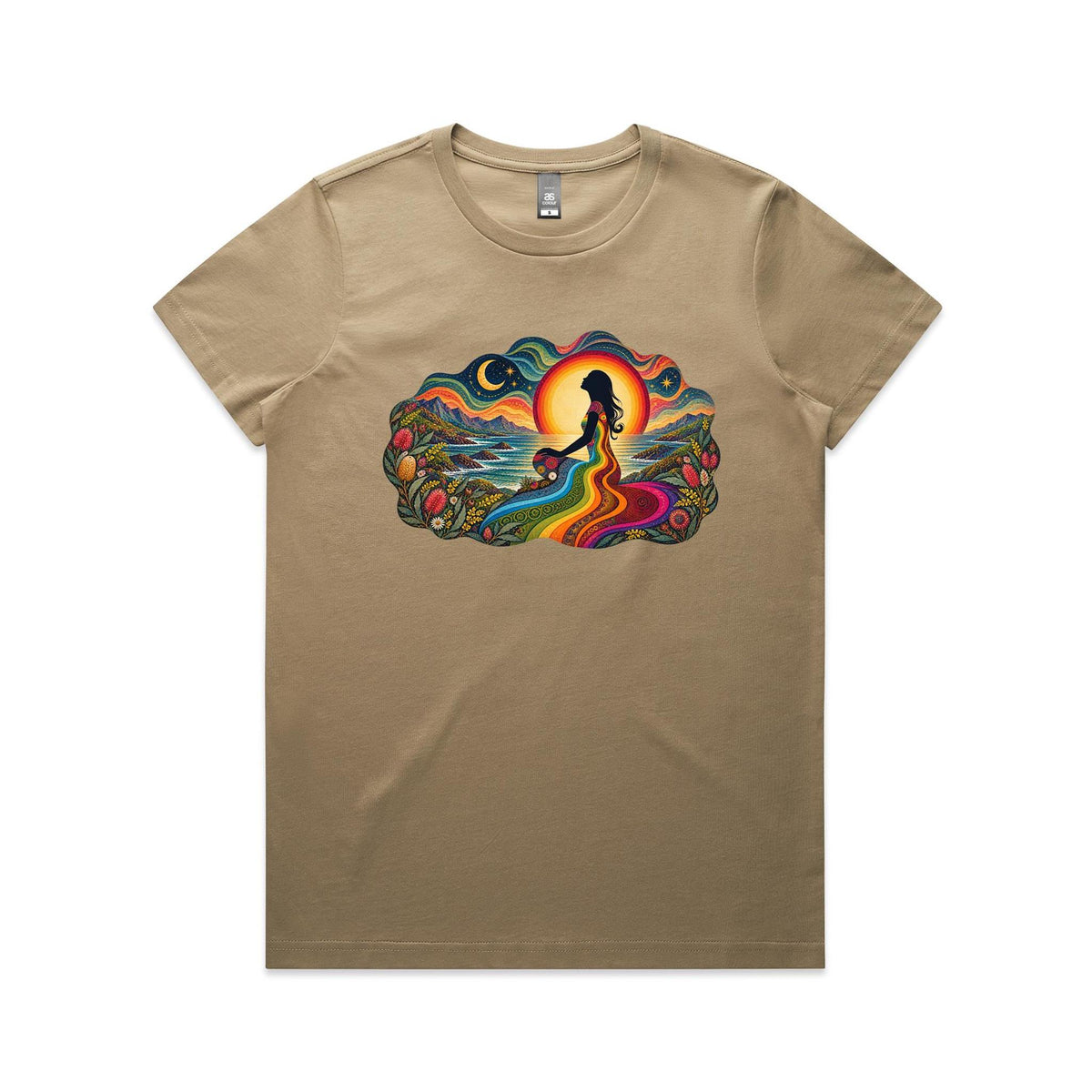 Womens Earthfolk Retro Rainbow Spirit T-shirt - Earthfolk Nature Tees